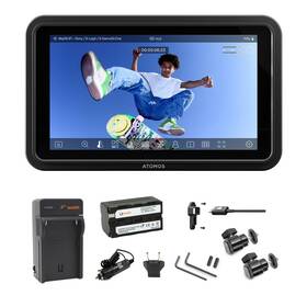 Atomos 810114284087 Shinobi Go 5.2 Inch Touchscreen Hdr Monitor Battery Charger Shoe Mount Bundle