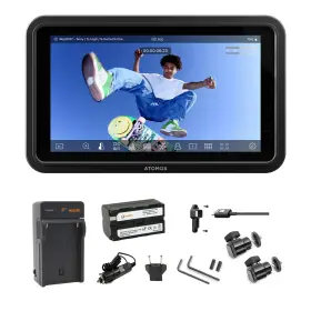 Atomos 810114284087 Shinobi Go 5.2 Inch Touchscreen Hdr Monitor Battery Charger Shoe Mount Bundle