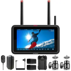 Atomos 810114285190 Ninja Tx 5.2 Inch Camera-cloud Monitor With Power Kit And Hot Shoe Mount Bundle