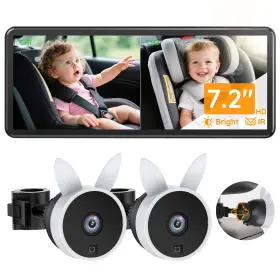B0fcxz7fwz Babyvue Bv3pro 7.2 Inch Dual Car Camera Baby Monitor 1080p Hd Split Screen Ir Night