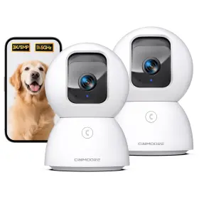B0fdgcp3vd Cinmoore 5g Indoor Security Camera 2-pack No-fee Ai Tracking Facial Rec 3k Hd