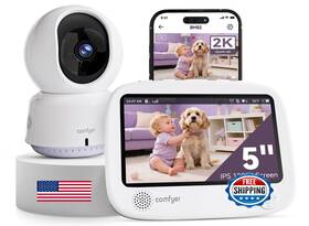 Comfyer B0dpmrh8h3 Hybrid Baby Monitor Wifi/no Wifi 5 Inch 1080p Split Screen 2k Camera