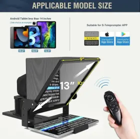 A130 Geimrsy 13-inch Hd Wide-angle Teleprompter Manually Adjustable In Height And Compatible