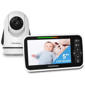 B0c1tvmny7 Hellobaby 5 Inch Video Baby Monitor Remote Pan-tilt-zoom Night Vision Two-way Aud