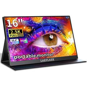 Laeflaek 084045712012 16 Inch Fhd Portable Monitor 2560x1600 Ips Laptop Extension Screen Black