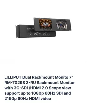 Rm-7029s Lilliput Dual 7 Inch Lcd Rackmount Monitor 3g-sdi Hdmi 2.0
