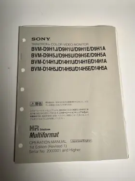Bvm-d14h Sony Vntg 1999 Triton Color Video Monitor Operation Manual Bvm-d9h Htf
