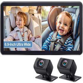 Yakry B0d3tgqp86 2-kids Baby Car Camera For Seat 6.9 Inch Ultrawide Display Two Cameras